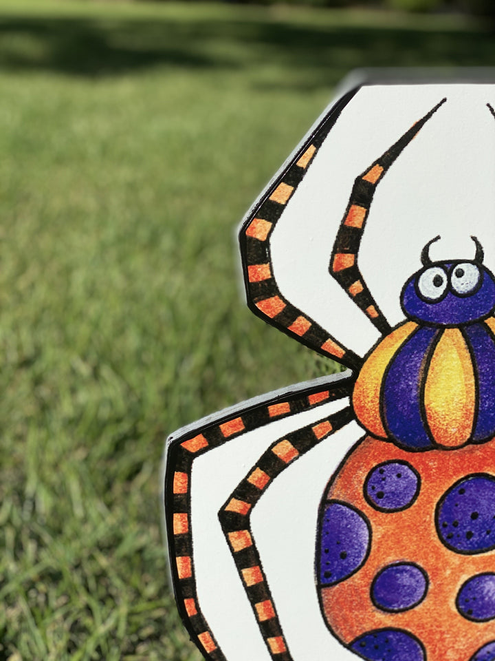 Colorful Spider Halloween Yard Art 