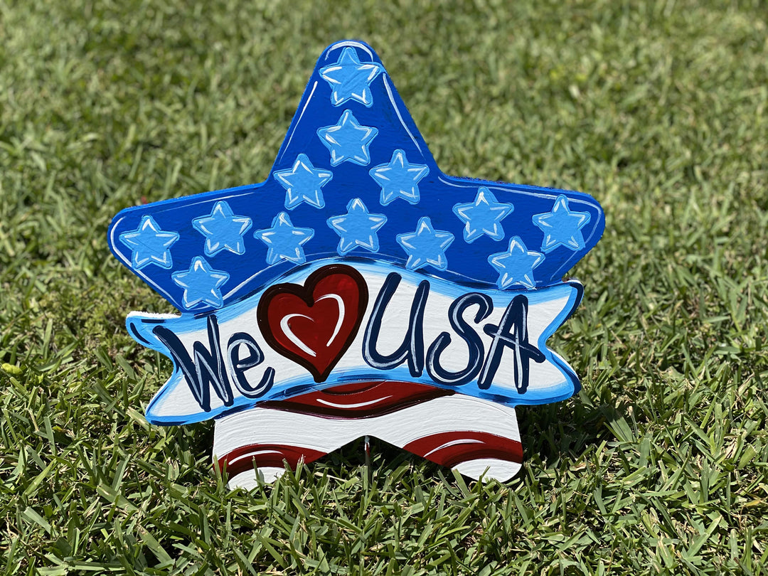 Patriotic Yard Art We Love USA  Star - SVG - DXF - PDF - JPG Files