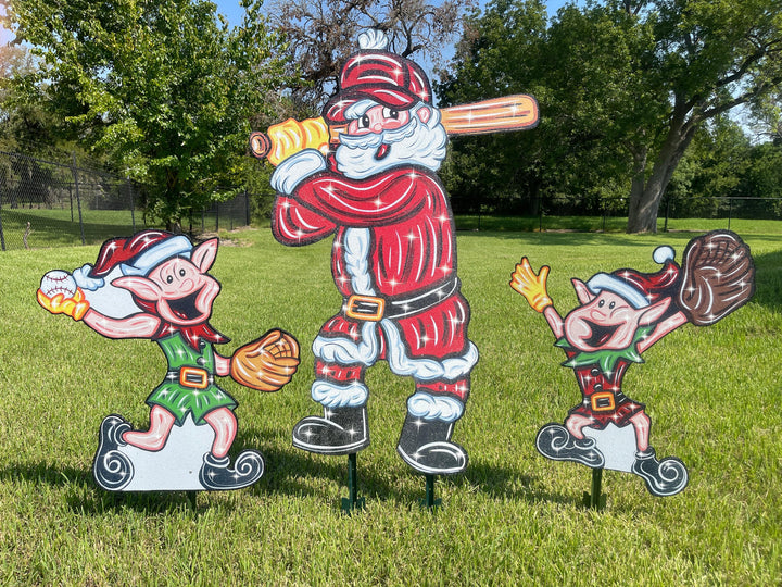 Christmas Baseball Santa Yard Decoration