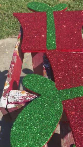 video of painted glitter presents drying