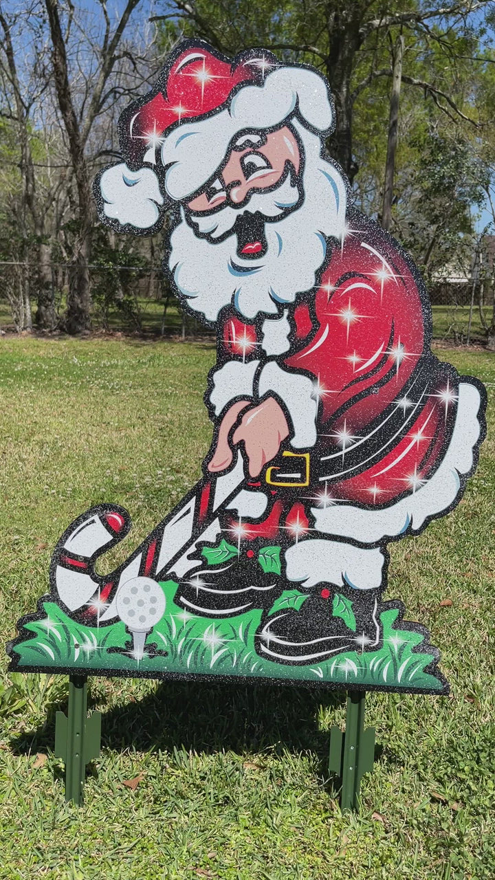 Christmas Golfing Santa Yard Decoration