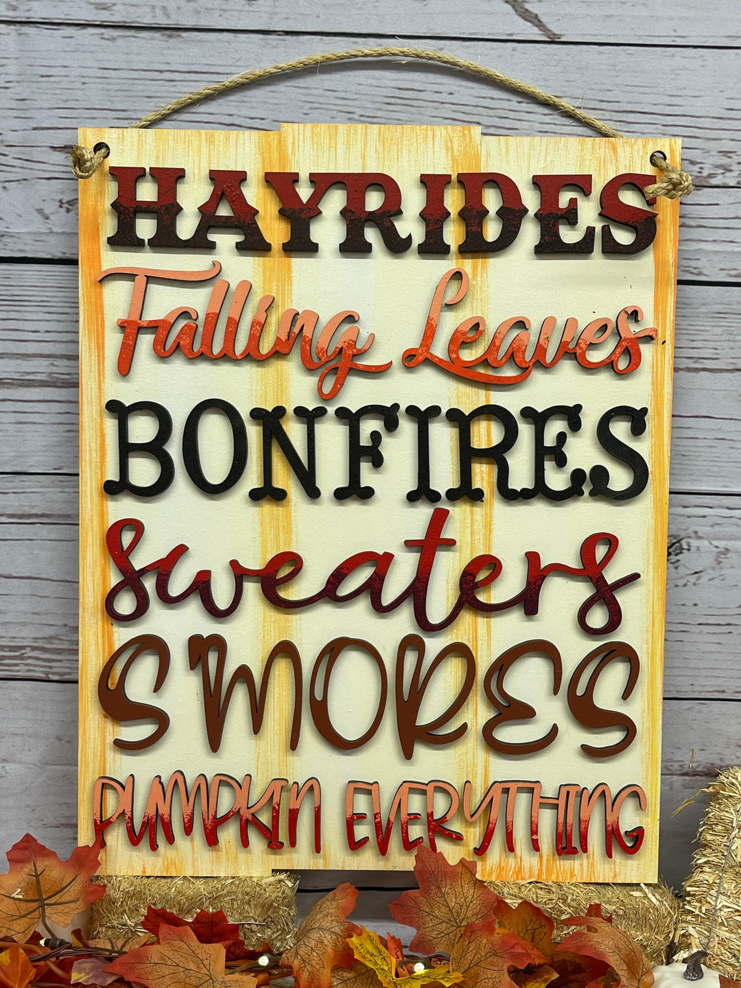 Fall Hayrides Hanging Sign Indoor Decoration