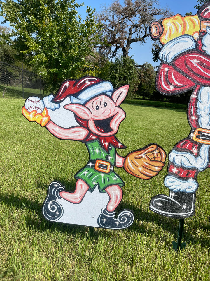 Christmas Baseball Santa Yard Decoration