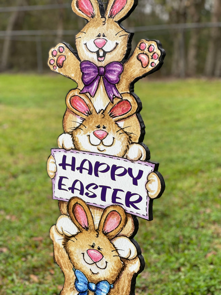 Happy Easter Bunnies Yard Sign Outdoor Decoration