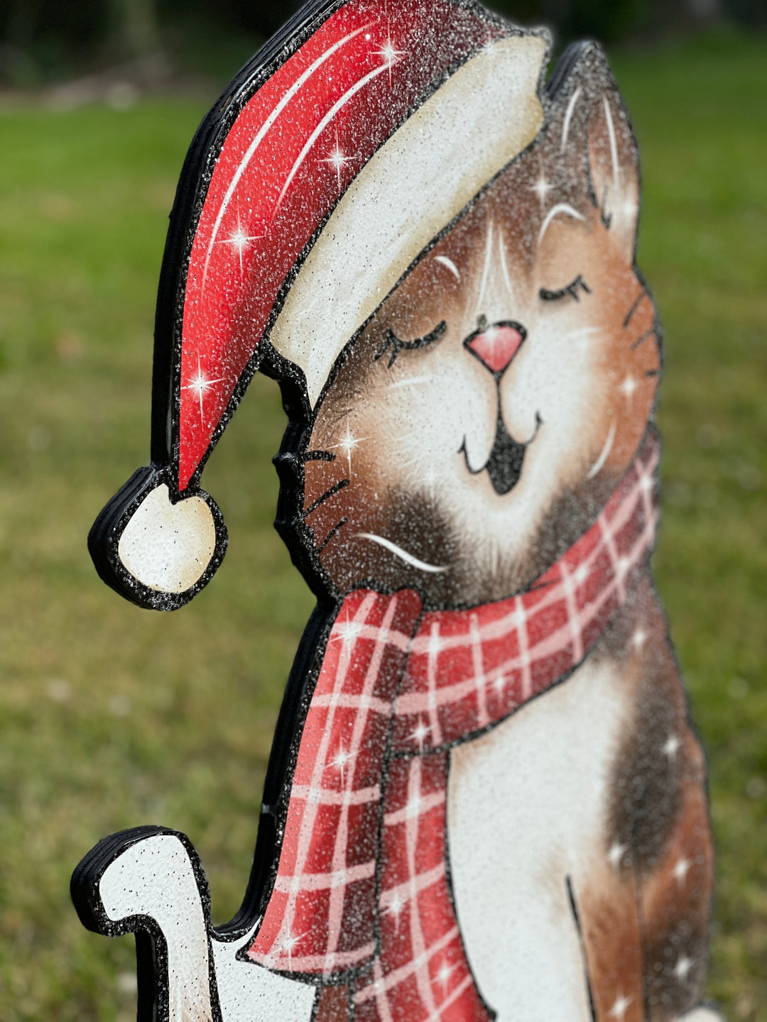 Christmas Singing Kitty Cat Yard Decoration