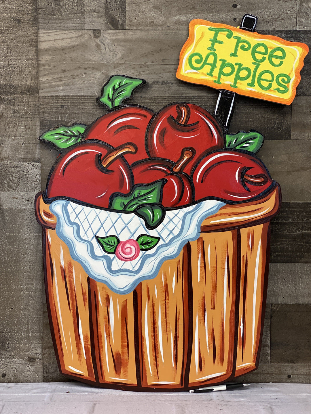 Basket of Apples with Free Apples Sign blank Yard Art