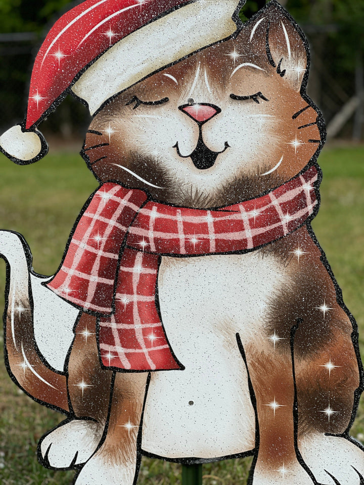 Christmas Singing Kitty Cat Yard Decoration