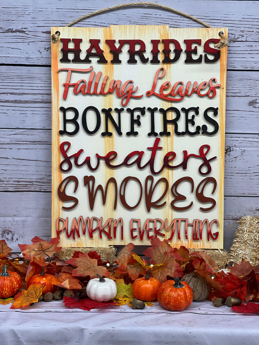 Fall Hayrides Hanging Sign Indoor Decoration