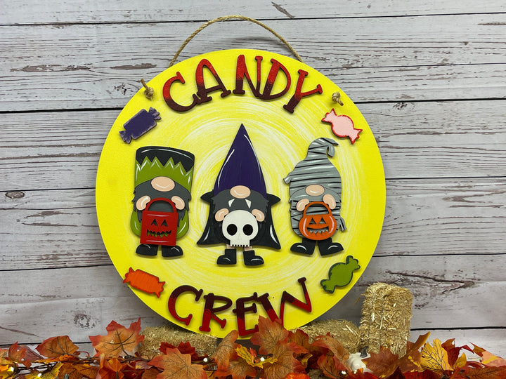 Round Halloween Candy Crew Indoor Sign Decoration