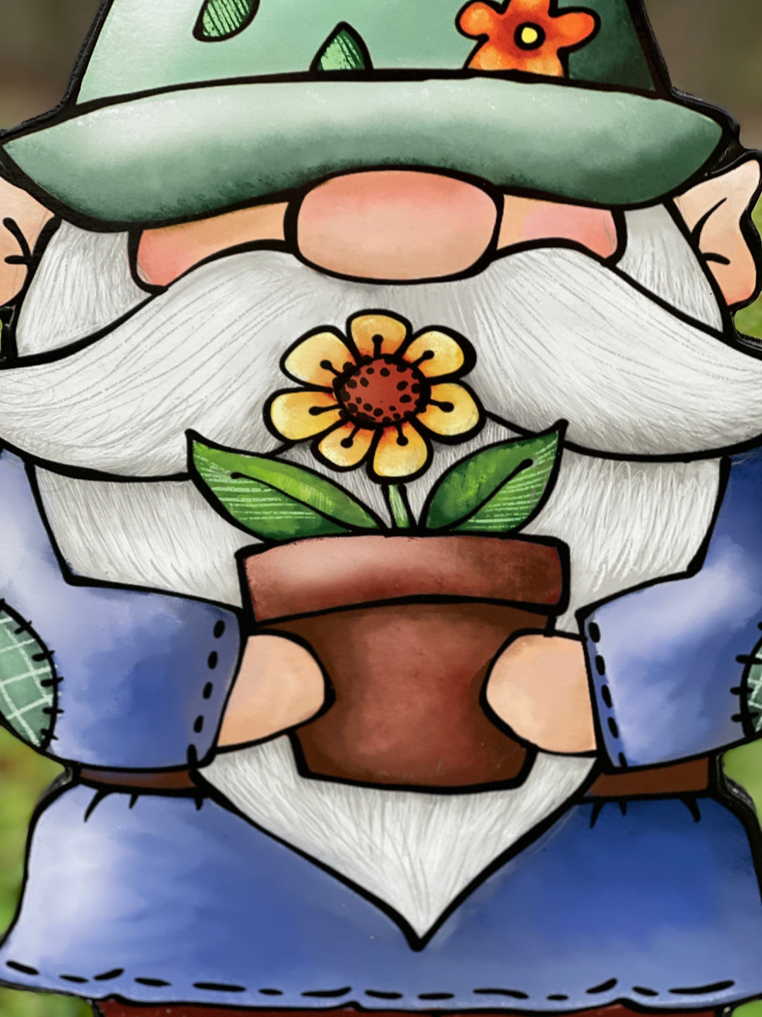 Gnome Holds A Flower Pot Yard Sign Outdoor Decoration