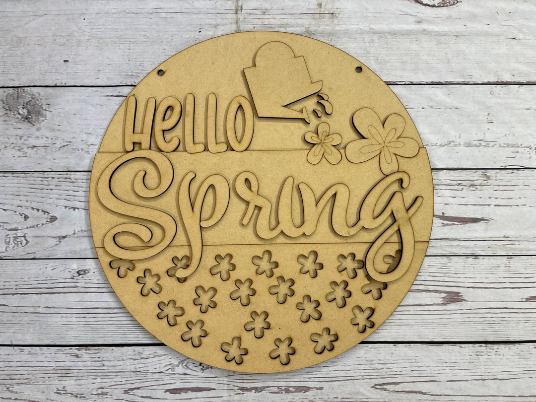 Hello Spring Door Hanger Blank-  Painted By You