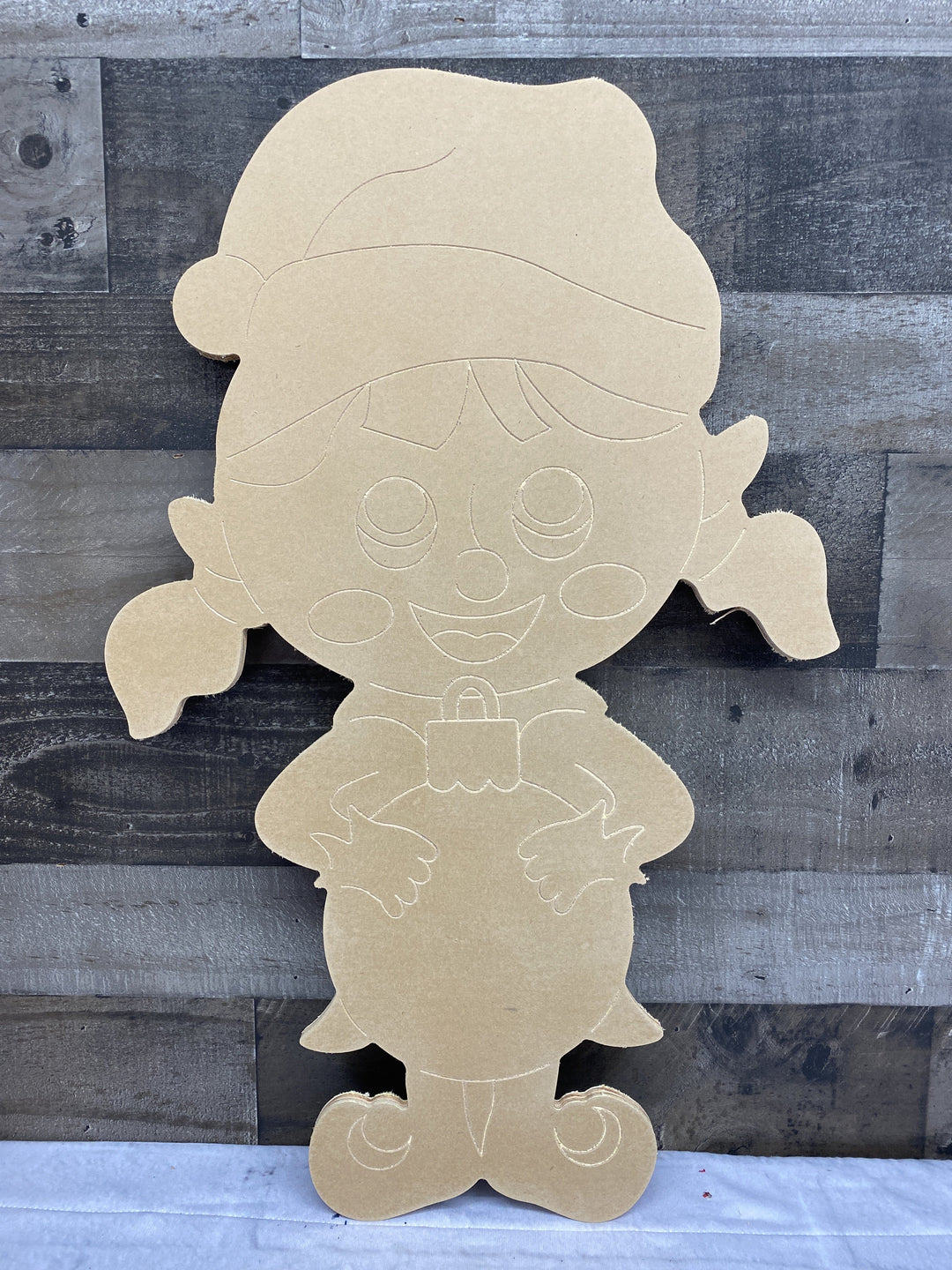 Christmas Yard Art Girl Elf with Bulb Blank Ready to be painted by you