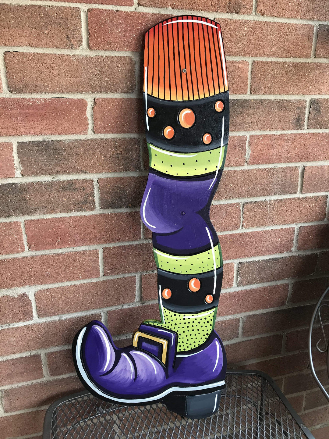 Halloween Witches' Legs painted yard art design