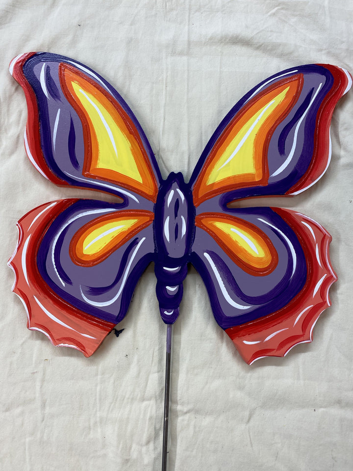 Colorful butterfly yard art