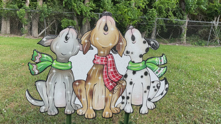 Christmas Singing Dog Trio Yard Art Decoration