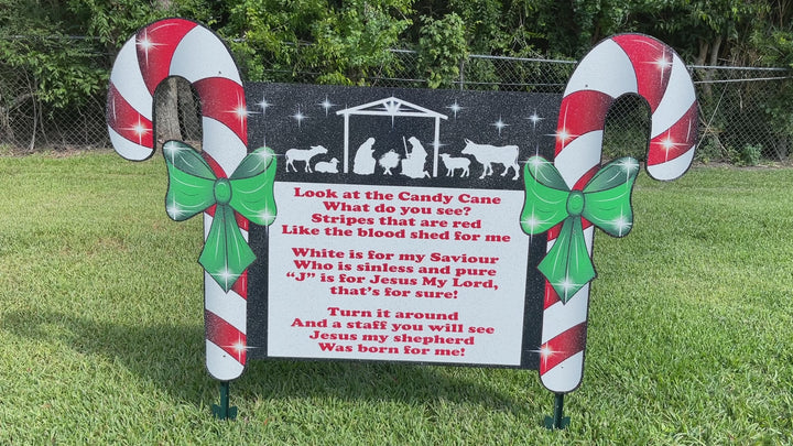 Christmas Candy Cane Sign Outdoor Decoration