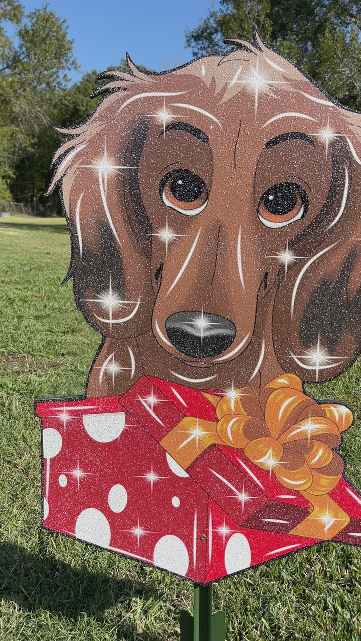 Dachshund Dog Christmas Yard Decoration Sign