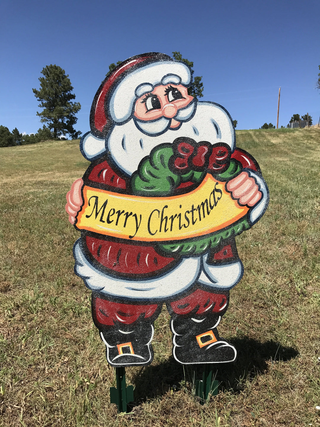 merry christmas santa painted yard art design