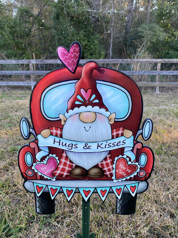 Valentines Gnome Truck Yard Sign