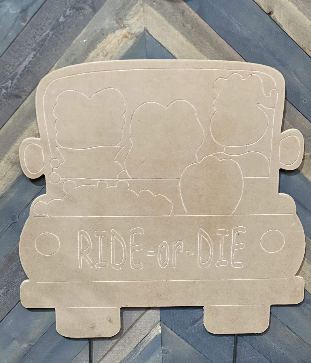 ride-or-die witch pick up truck blank yard art template