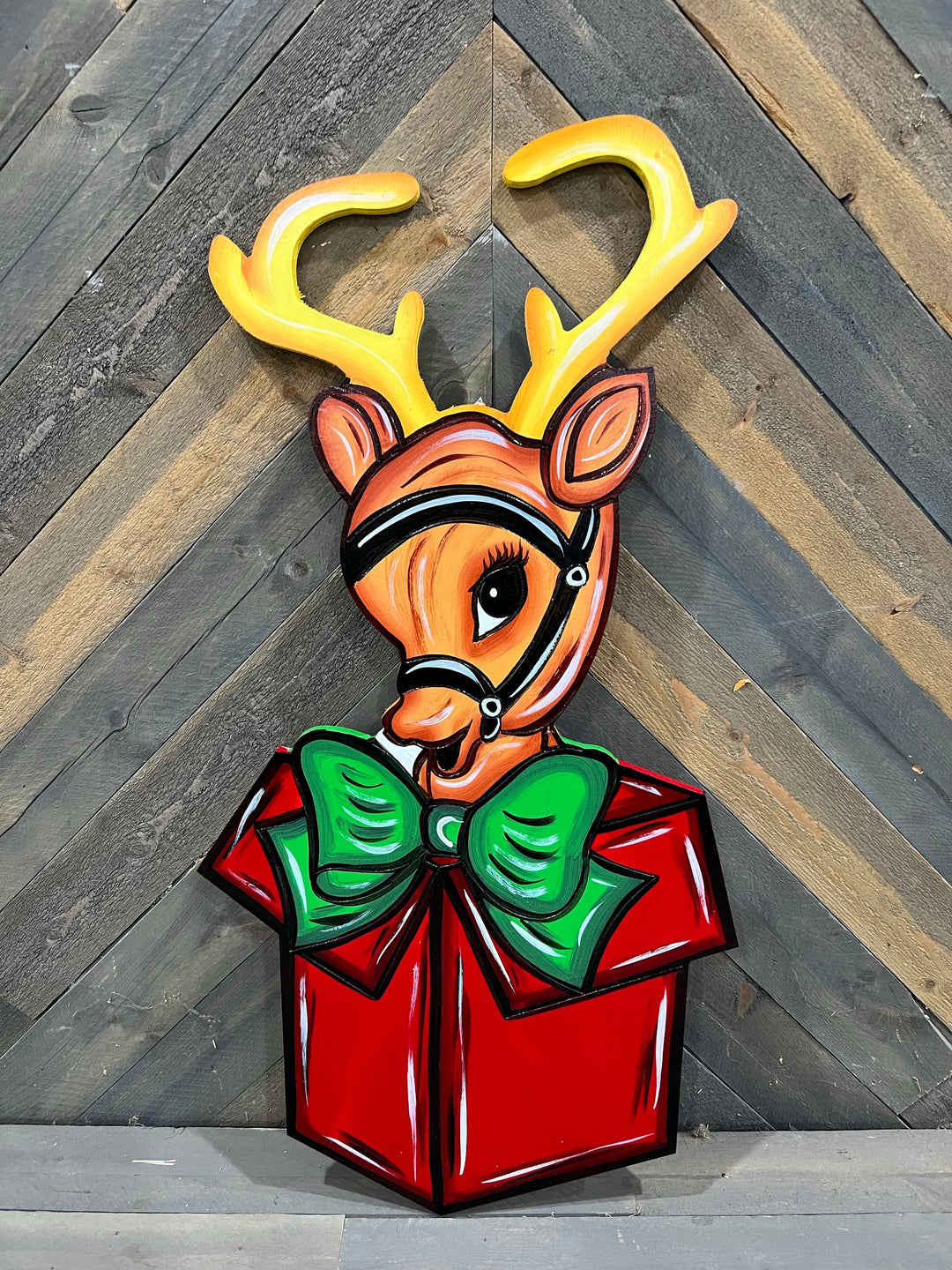 Reindeer Face on Present DIY Blank
