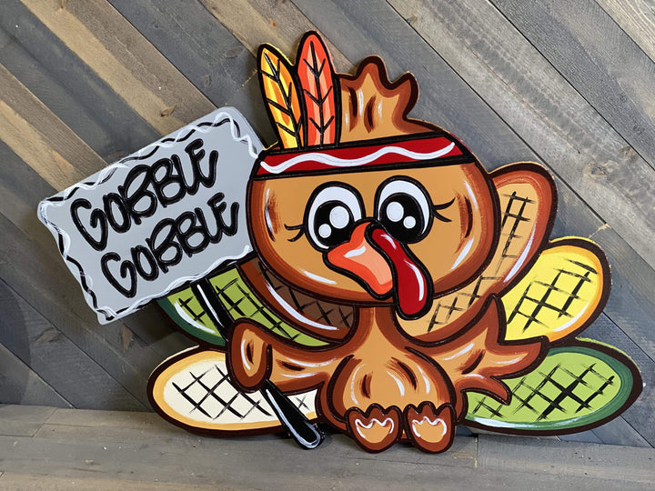 gobble gobble native american turkey painted yard art design